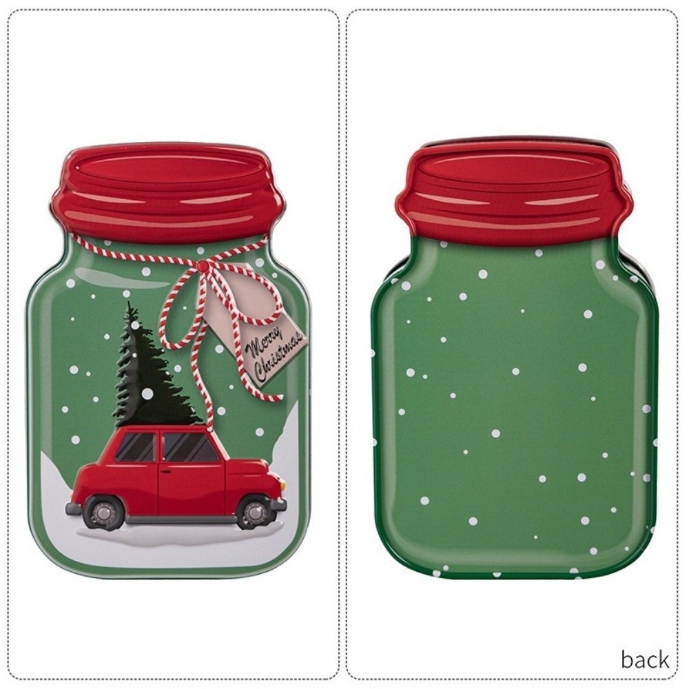 Tin Container Lid - Kotak Kaleng Natal Logam dengan Tutup,